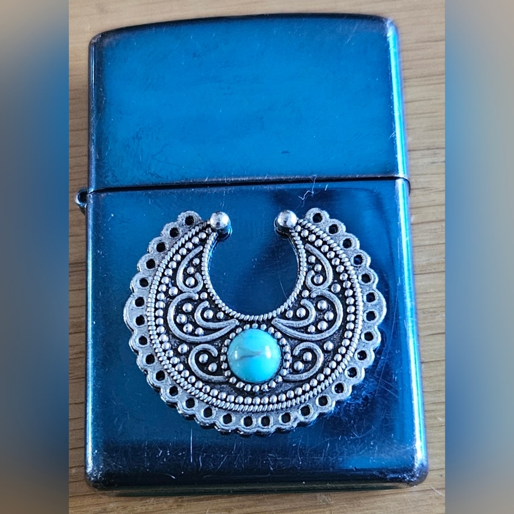 Zippo Mirror Blue & Silver/Turquoise Lighter
